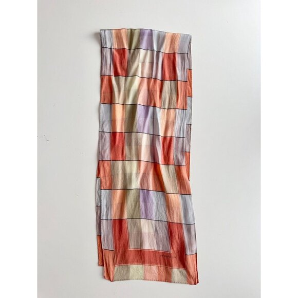 Vintage LIZ CLAIBORNE Square Graphic Silk Habotai 52" x 10" Rectangle Scarf - Picture 2 of 9